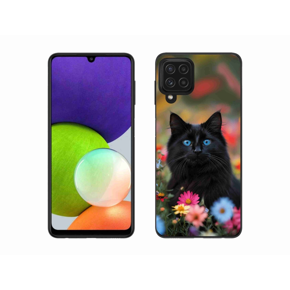 Gél borítás mmCase Samsung Galaxy A22 4G - fekete cica 4
