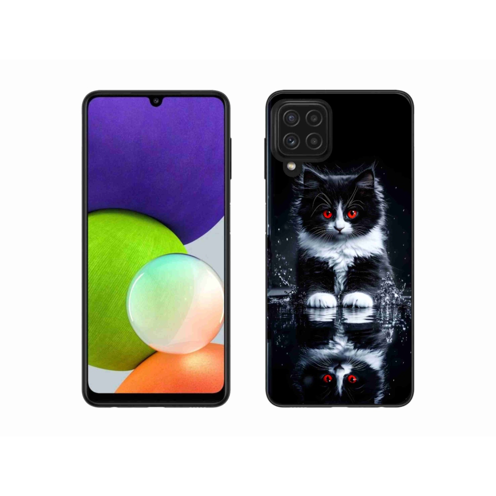 Gél védőhuzat mmCase Samsung Galaxy A22 4G - fekete-fehér cica