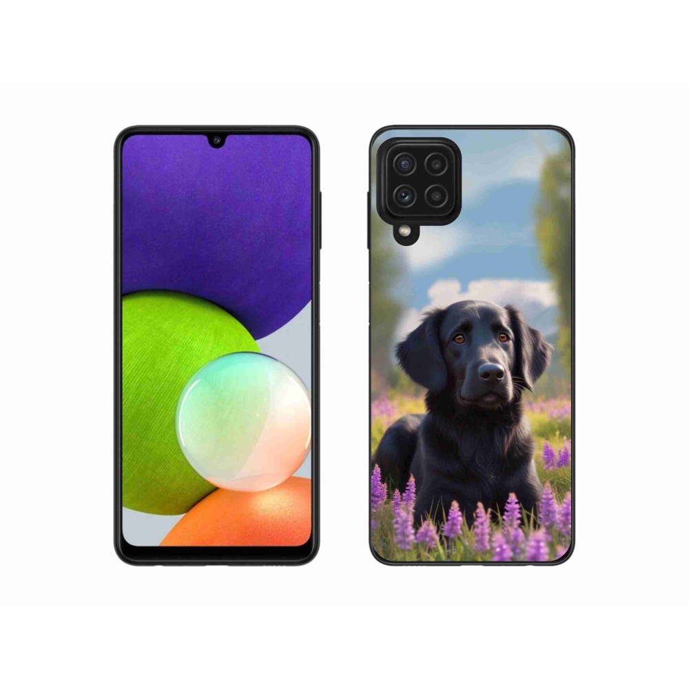 Zselés borítás mmCase Samsung Galaxy A22 4G - elegáns fekete retrieverhez
