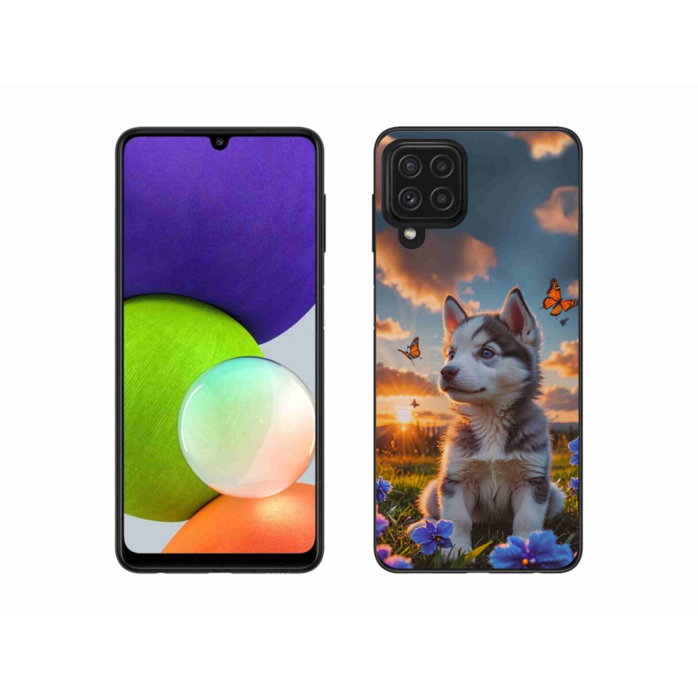 Gél borítás mmCase Samsung Galaxy A22 4G - husky a naplementében