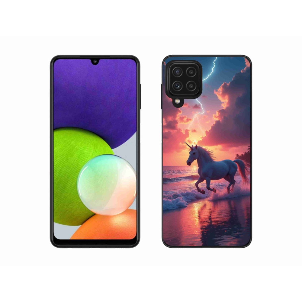 Zselés borítás mmCase Samsung Galaxy A22 4G - egyszarvú a tengerparton
