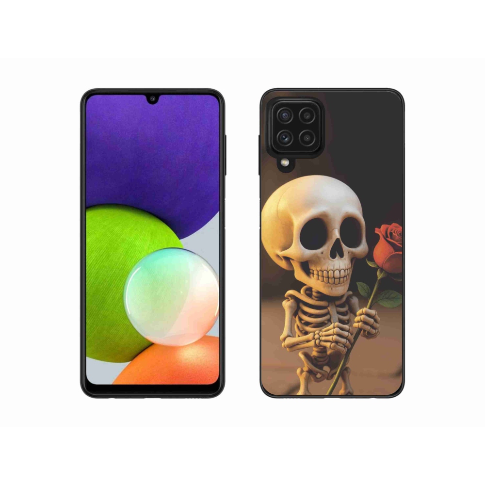 Gél borítás mmCase Samsung Galaxy A22 4G - csontváz rózsával