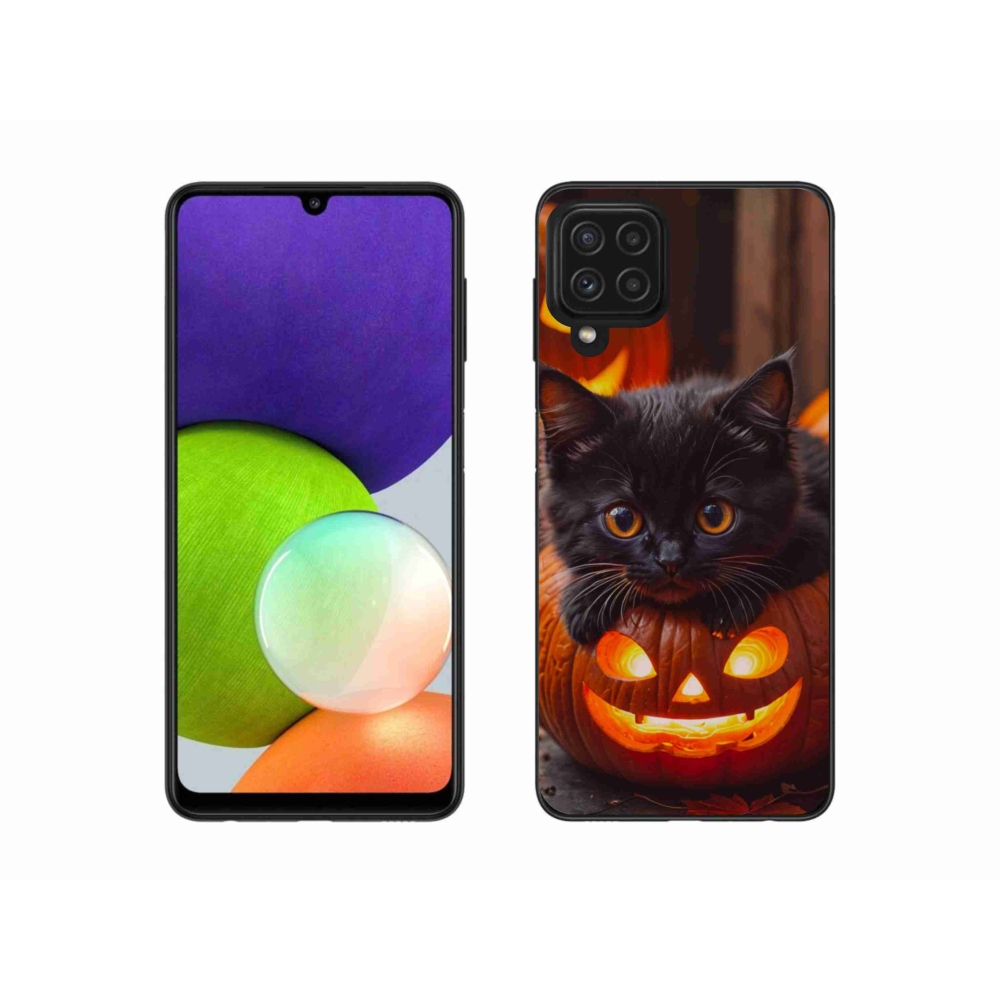 Gél borítás mmCase Samsung Galaxy A22 4G - cica és tök - Samsung Galaxy A22 4G számára