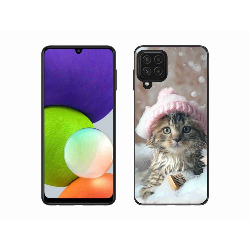 Gél borítás mmCase Samsung Galaxy A22 4G - cica és fürdő