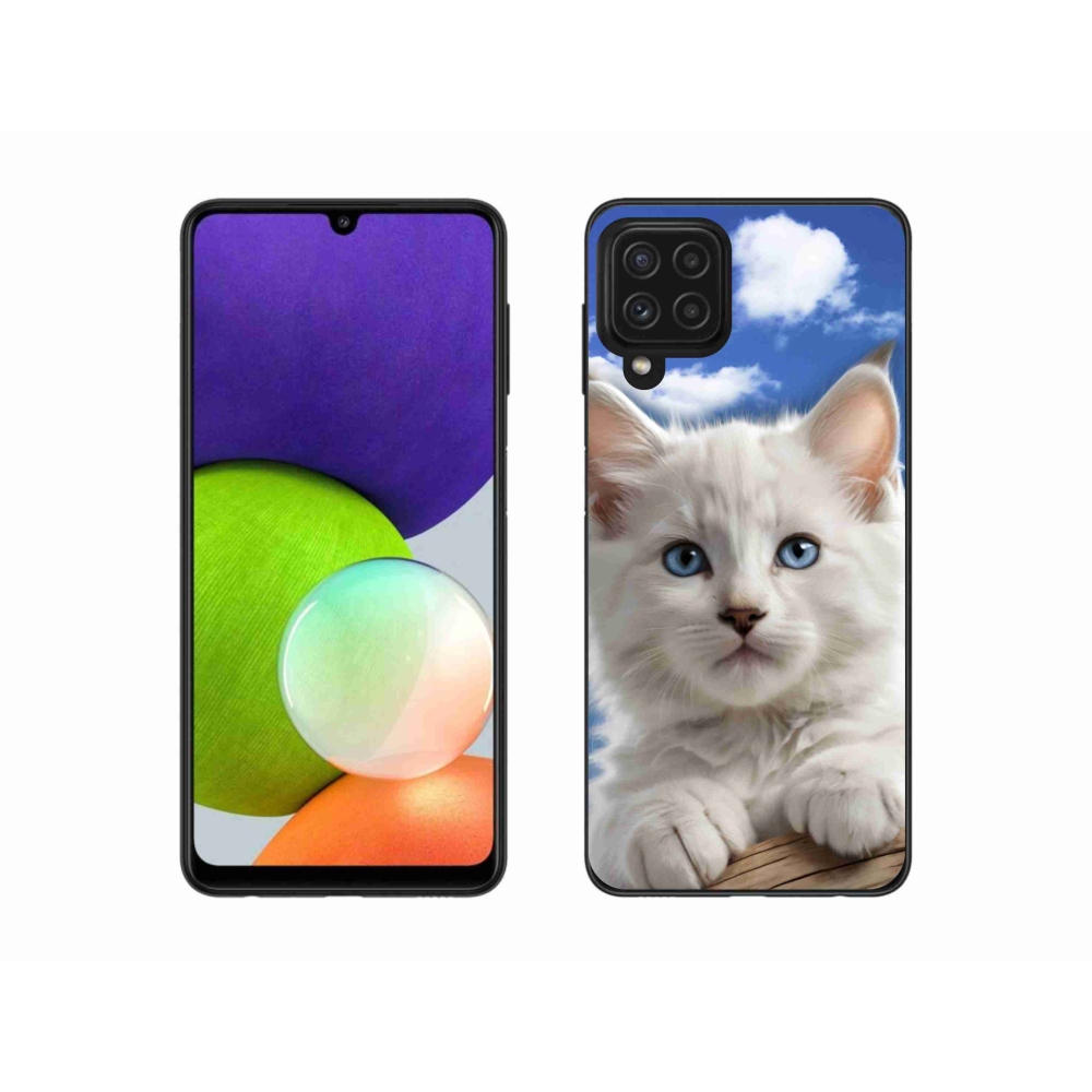 Gél borítás mmCase Samsung Galaxy A22 4G - cica és felhők