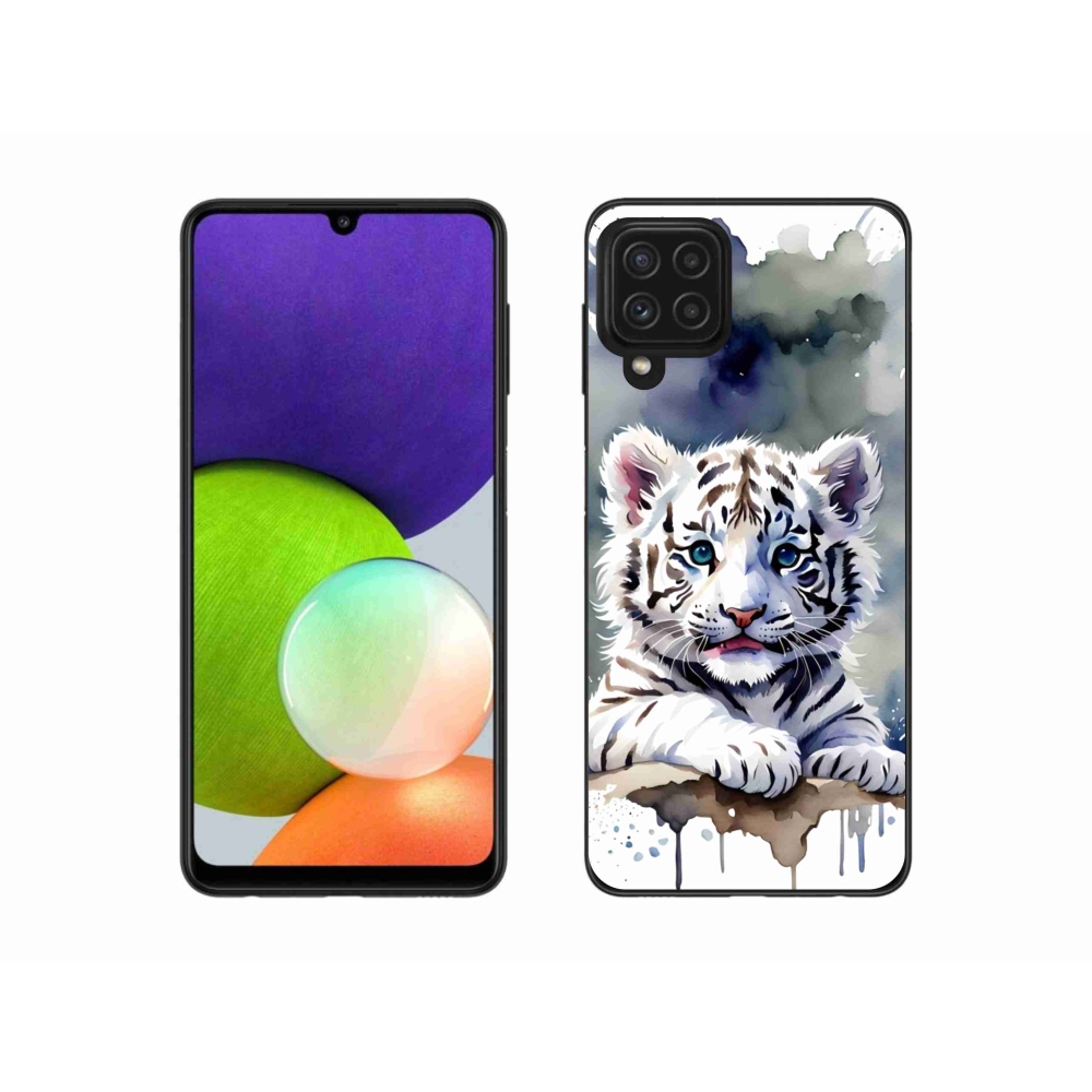 Gél borítás mmCase Samsung Galaxy A22 4G - fehér tigriskölyökhöz