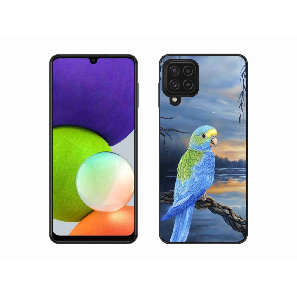 Zselés borítás mmCase Samsung Galaxy A22 4G - kék papagájhoz