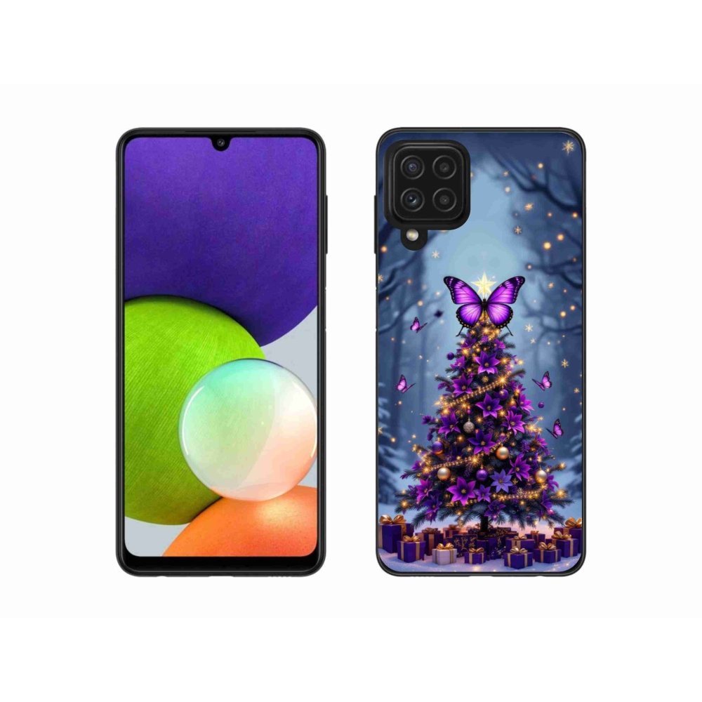 Gél borítás mmCase Samsung Galaxy A22 4G - pillangó karácsonyfa