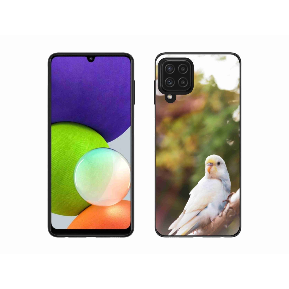 Zselés borítás mmCase Samsung Galaxy A22 4G - papagáj andulka fehér
