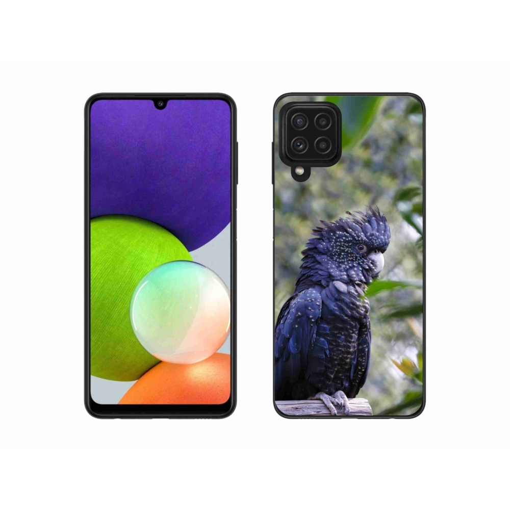 Zselés borítás mmCase Samsung Galaxy A22 4G - papagáj kakadu fekete