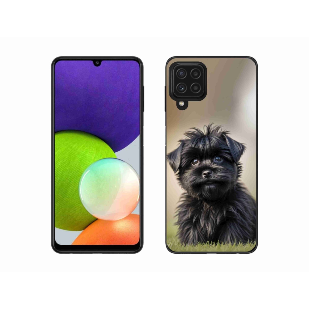 Gél borítás mmCase Samsung Galaxy A22 4G - aranyos fekete kutya