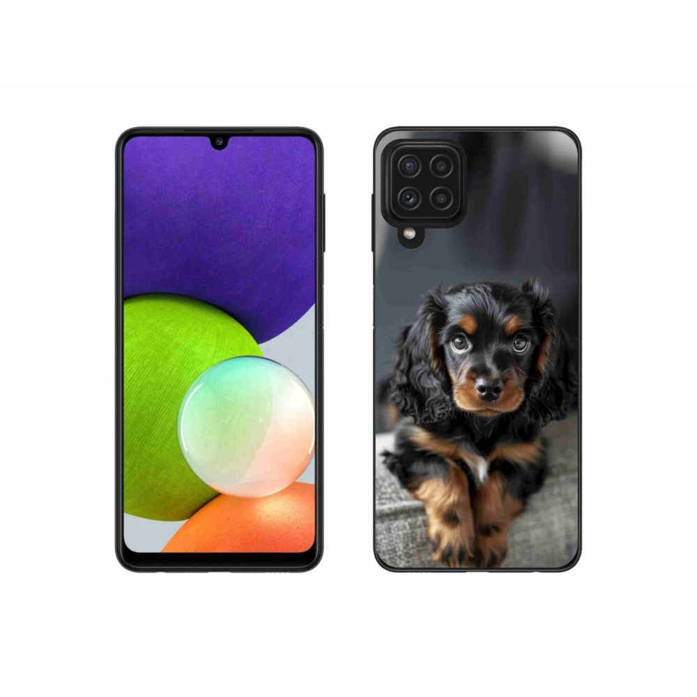 Gél borítás mmCase Samsung Galaxy A22 4G - aranyos hosszú szőrű tacskóhoz