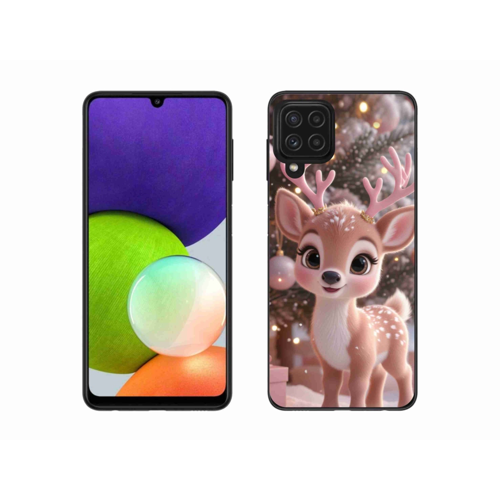 Gél borítás mmCase Samsung Galaxy A22 4G - aranyos rénszarvashoz