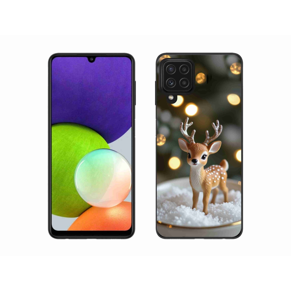 Gél borítás mmCase Samsung Galaxy A22 4G - aranyos karácsonyi szarvasok