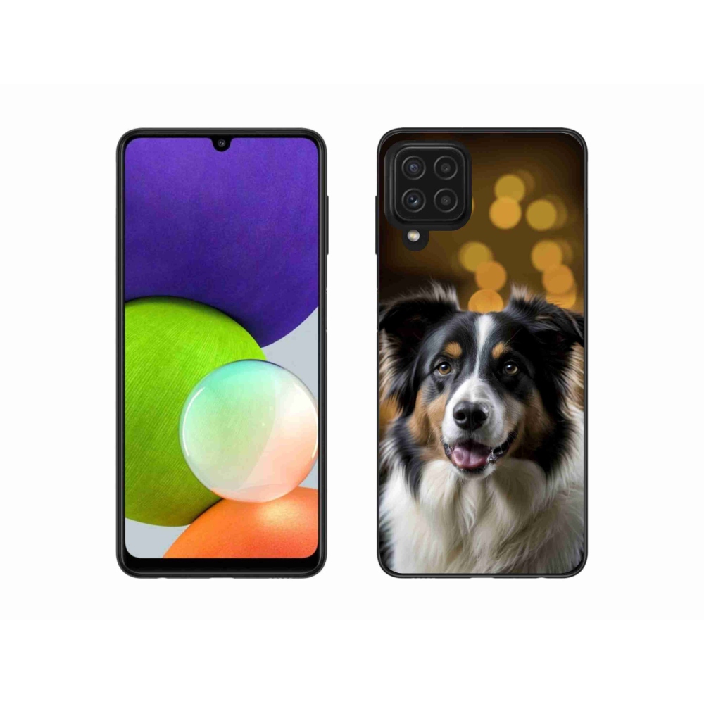 Gél borítás mmCase Samsung Galaxy A22 4G - mosolygós ausztrál juhászkutya számára