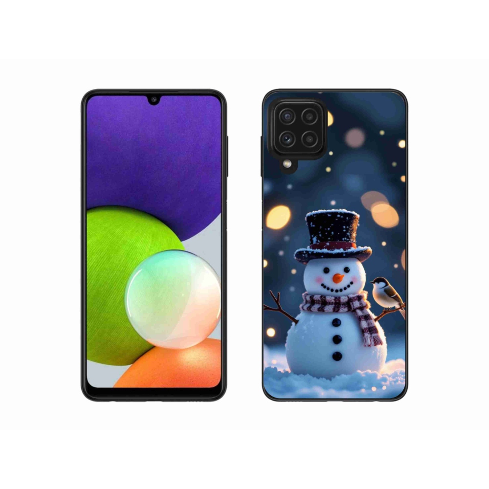 Gél borítás mmCase Samsung Galaxy A22 4G - karácsonyi hóemberhez