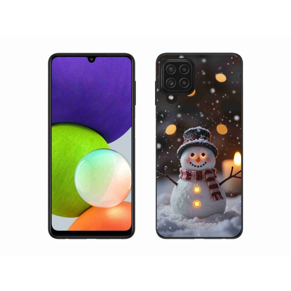 Gél védőhuzat mmCase Samsung Galaxy A22 4G - vidám hóemberhez