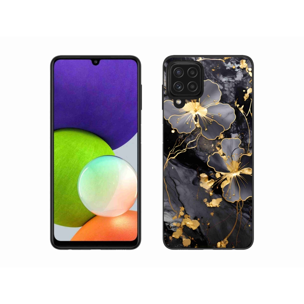 Gél borítás mmCase Samsung Galaxy A22 4G - arany virágok