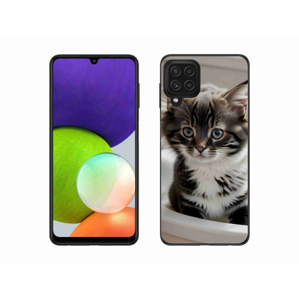 Gél borítás mmCase Samsung Galaxy A22 4G - kíváncsi cica - Samsung Galaxy A22 4G számára