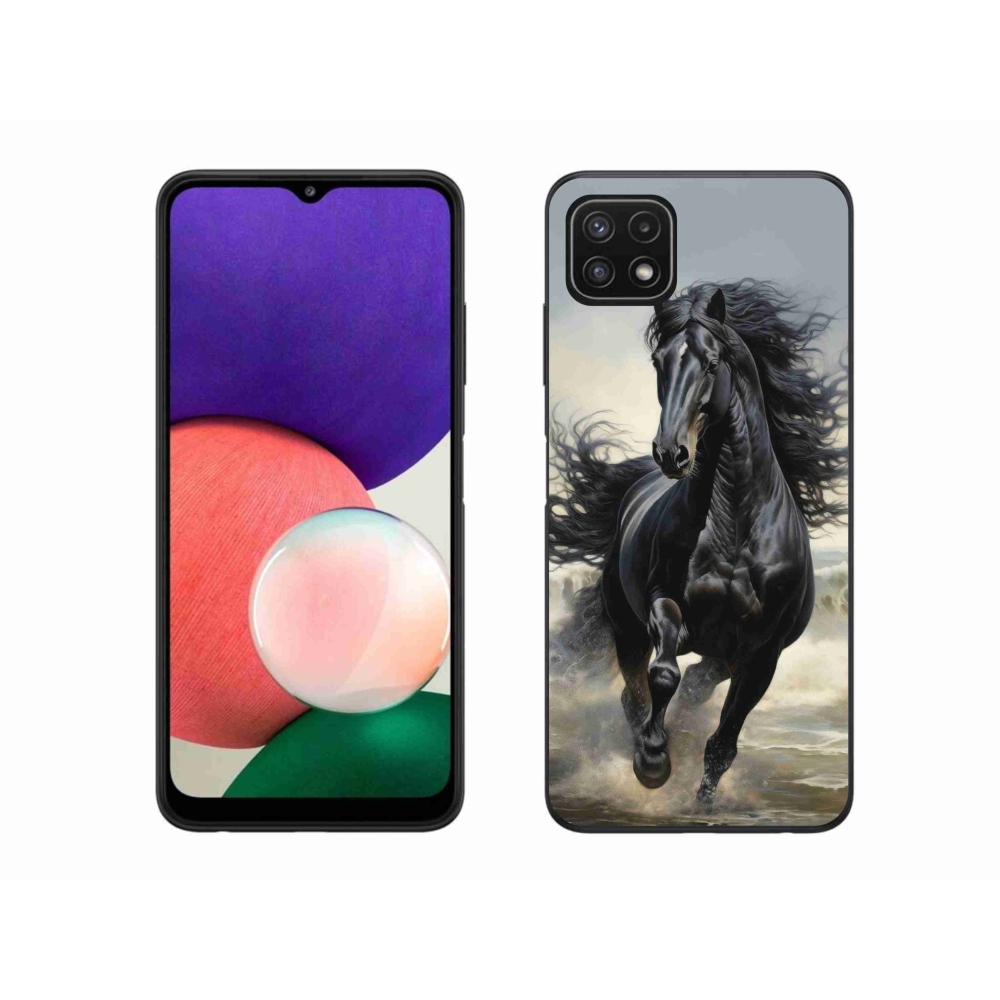 Gél borítás mmCase Samsung Galaxy A22 5G - fekete futó ló
