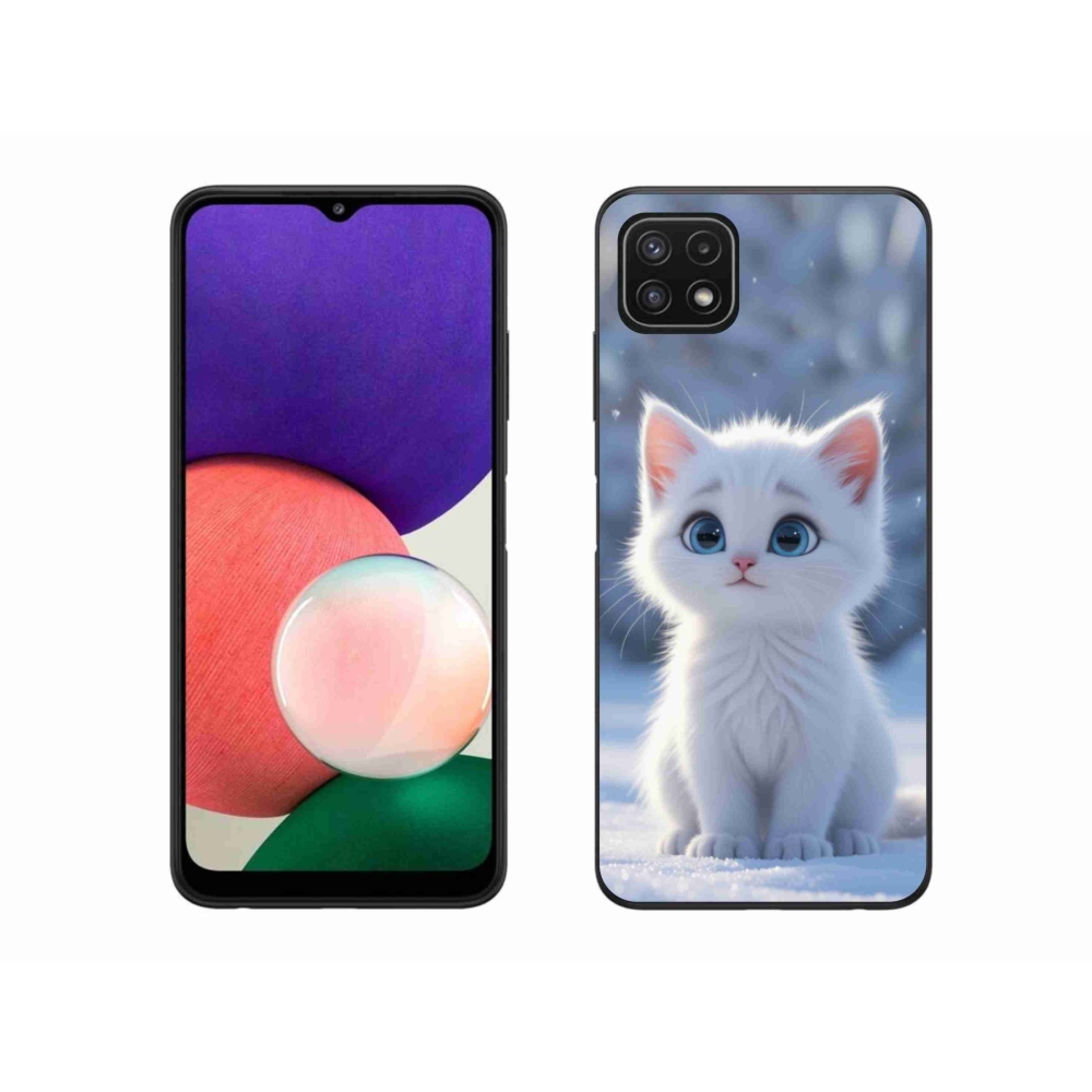 Gél védőhuzat mmCase Samsung Galaxy A22 5G - fehér cica 3