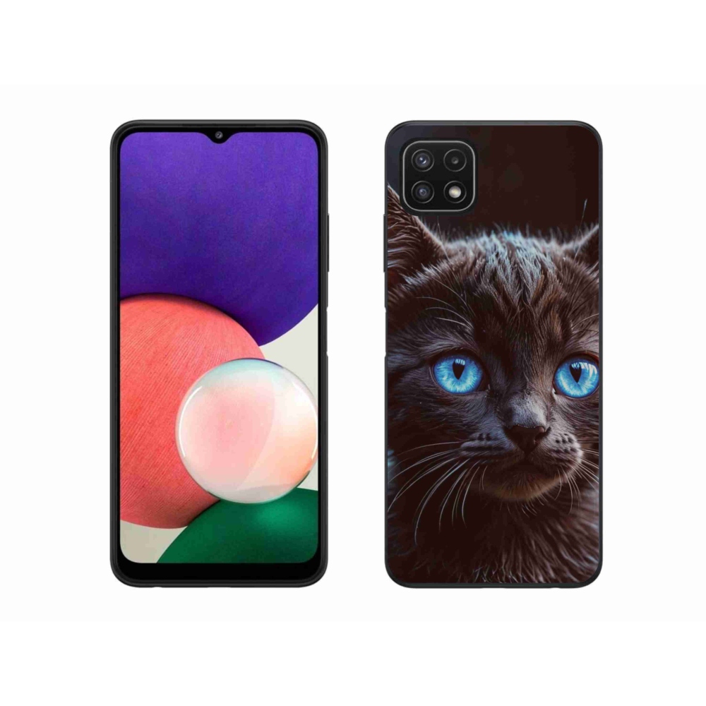 Gél védőhuzat mmCase Samsung Galaxy A22 5G - fekete cica 2