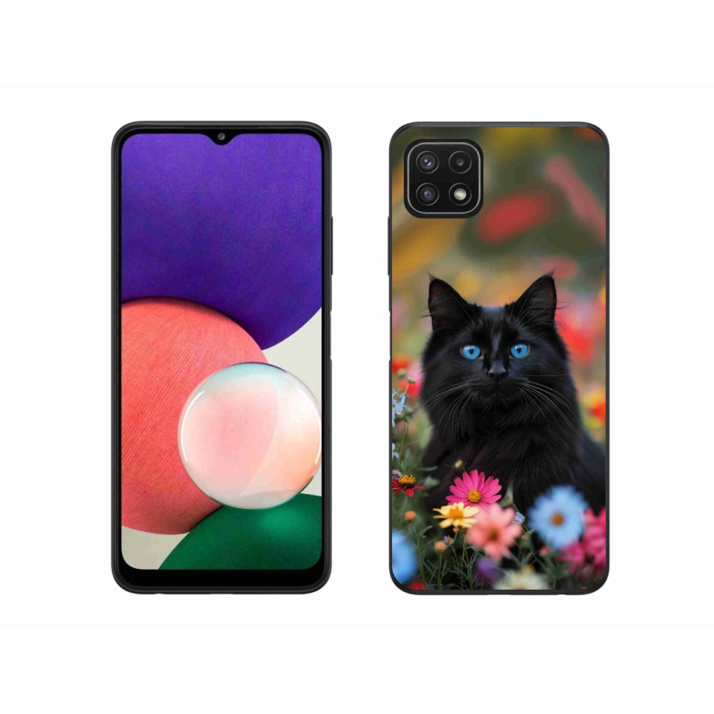 Zselés borítás mmCase Samsung Galaxy A22 5G - fekete cica 4