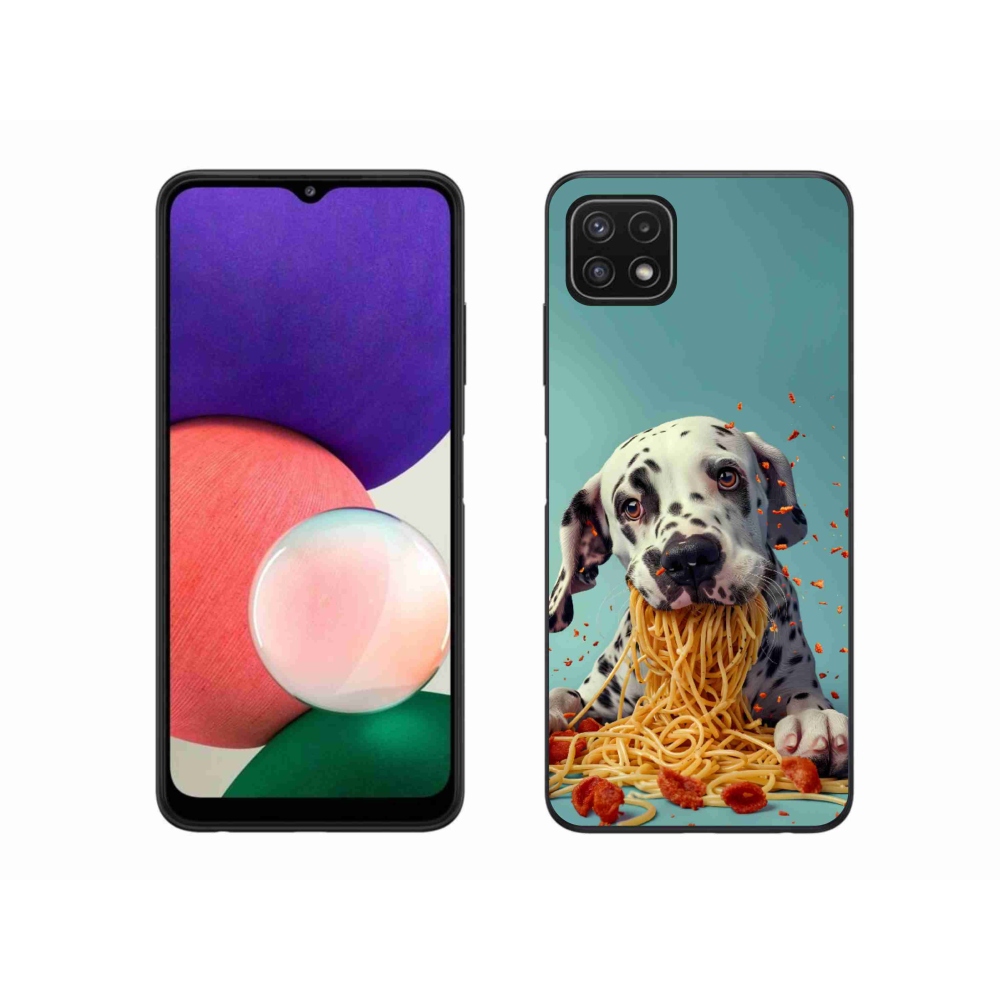 Zselés borítás mmCase Samsung Galaxy A22 5G - Dalmát és spagetti