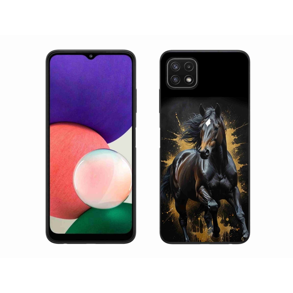 Zselés borítás mmCase Samsung Galaxy A22 5G - elegáns fekete ménes
