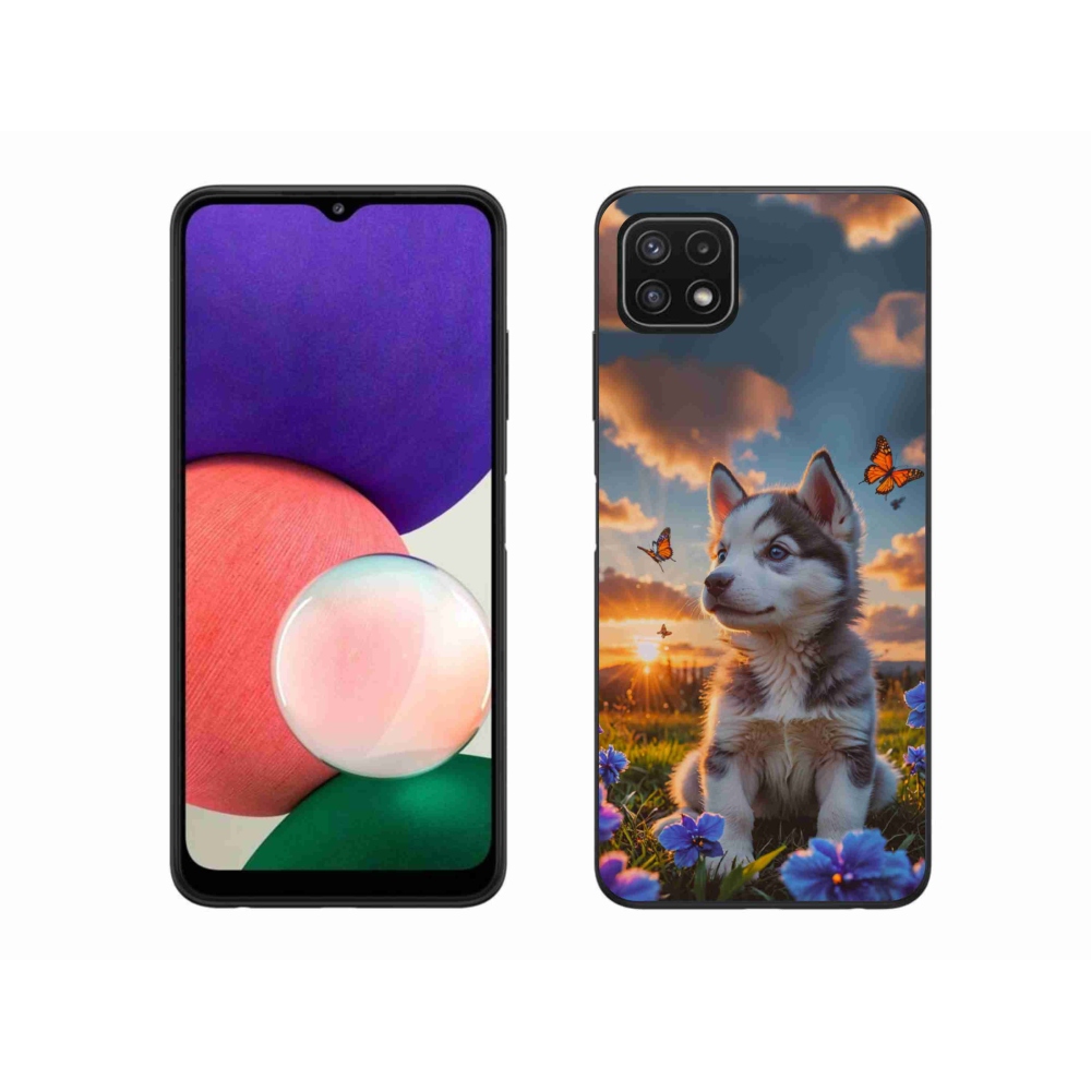 Gél borítás mmCase Samsung Galaxy A22 5G - husky a naplementében
