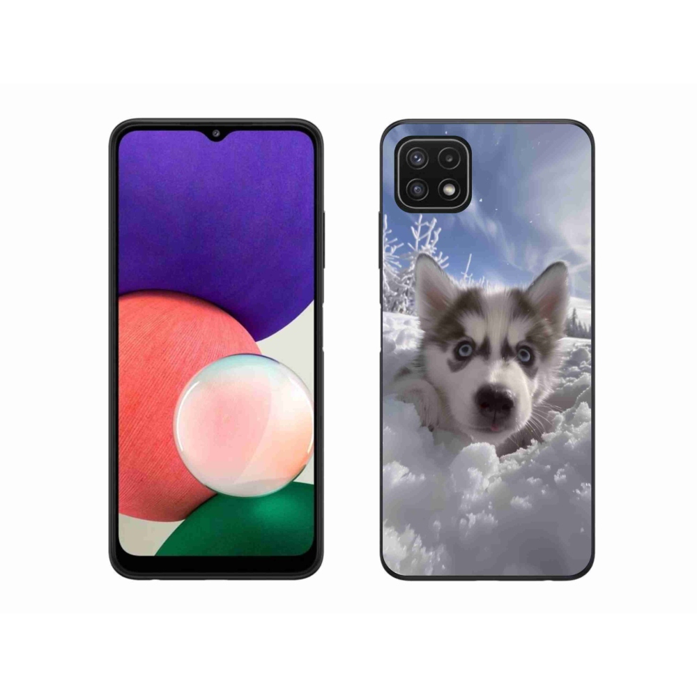 Zselés borítás mmCase Samsung Galaxy A22 5G - husky a hóban