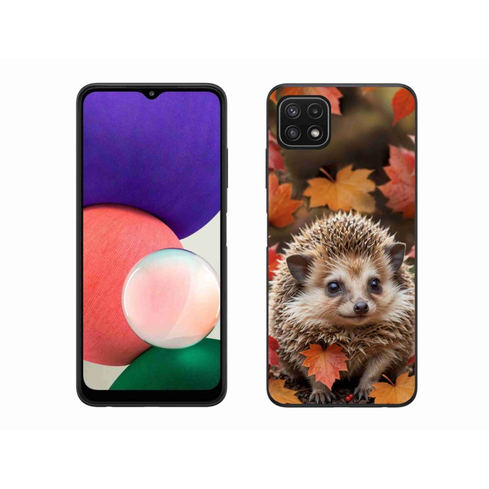 Zselés borító mmCase Samsung Galaxy A22 5G - sün a levelek között