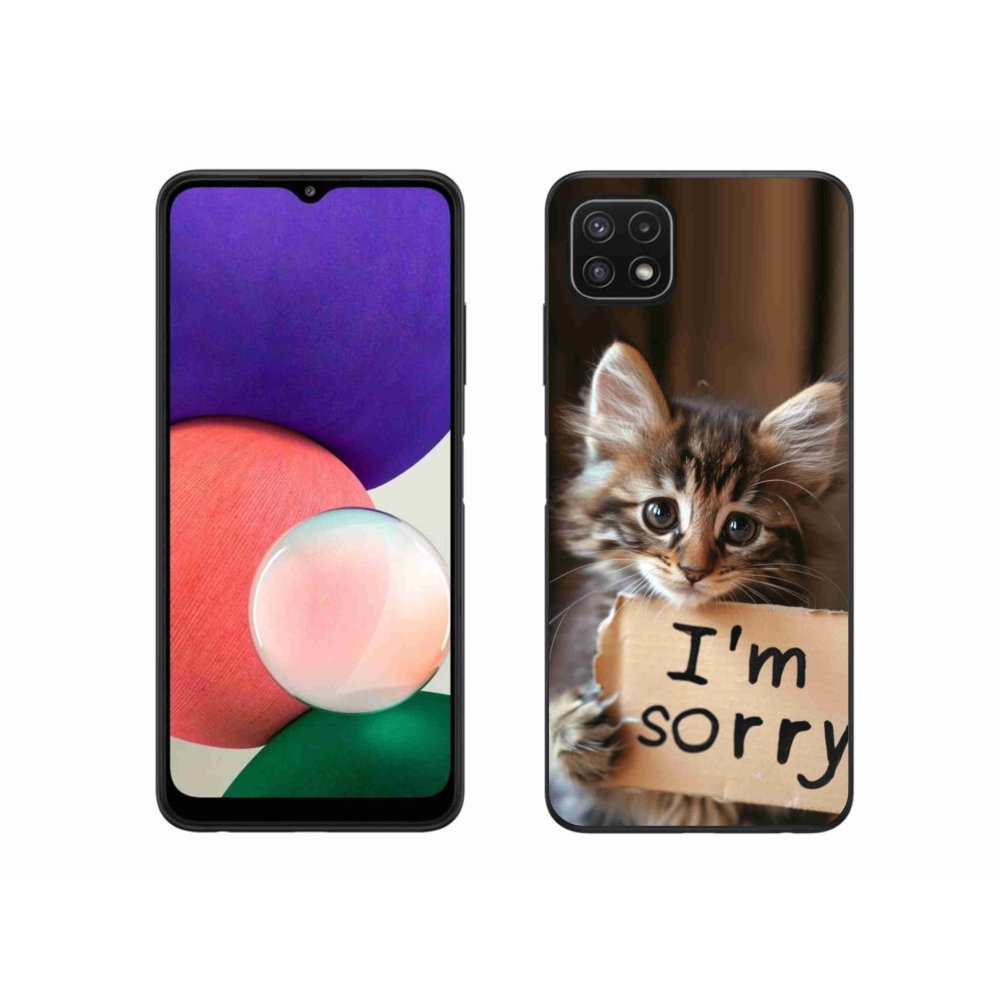 Zselés borítás mmCase Samsung Galaxy A22 5G - macska bocsánatkérés