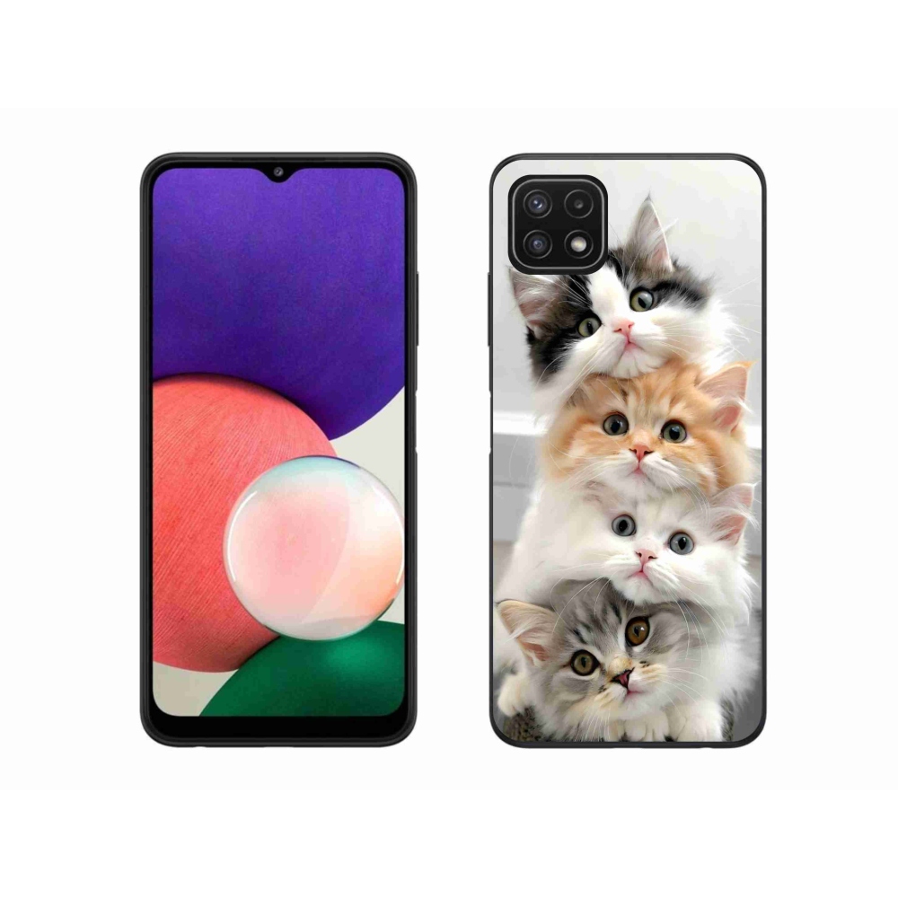 Zselés borítás mmCase Samsung Galaxy A22 5G - macska csokorhoz