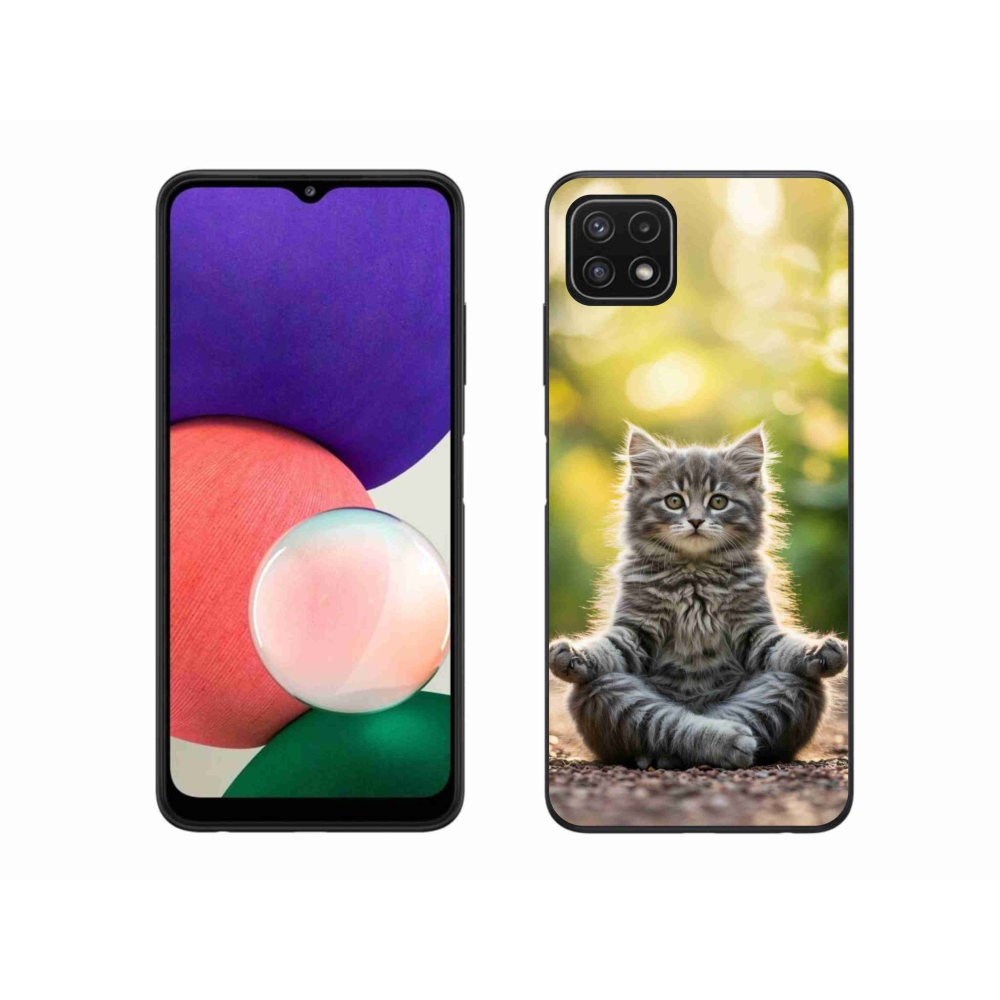 Gél borítás mmCase Samsung Galaxy A22 5G - meditáló cica