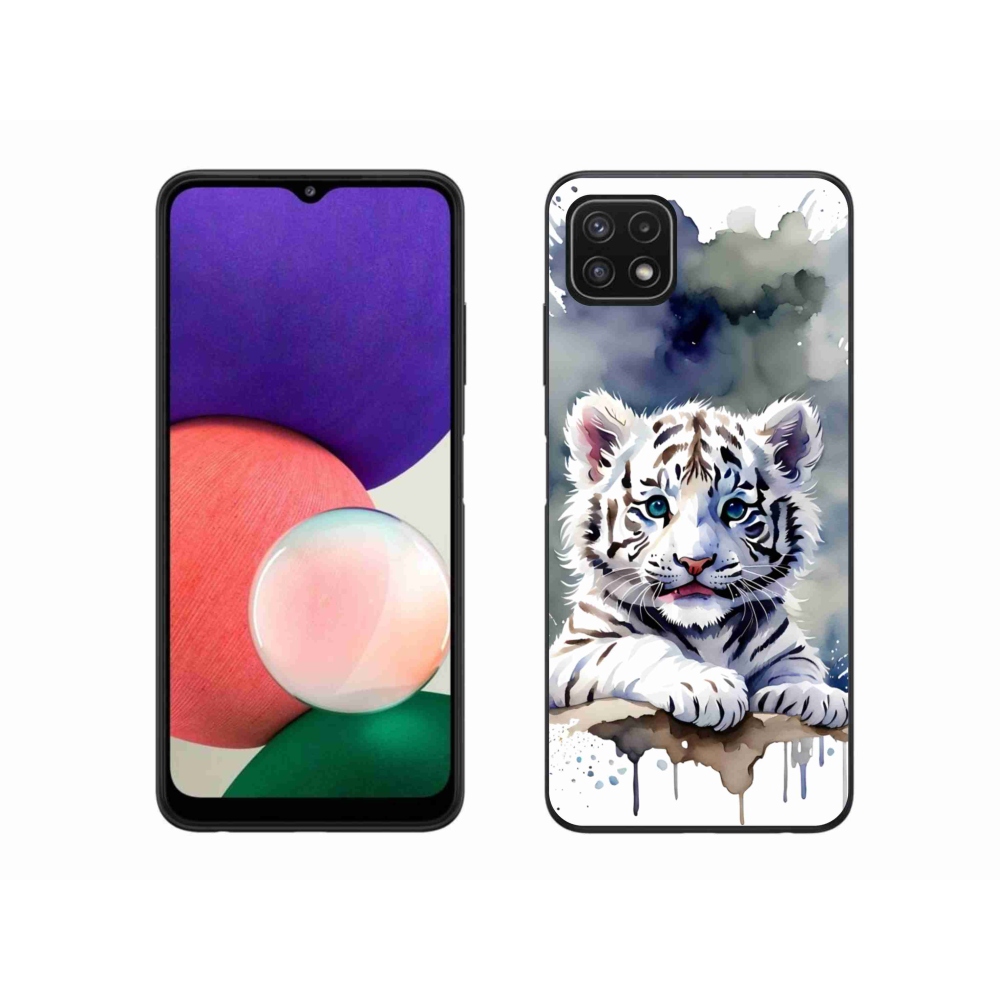 Zselés borítás mmCase Samsung Galaxy A22 5G - fehér tigriskölyökhöz