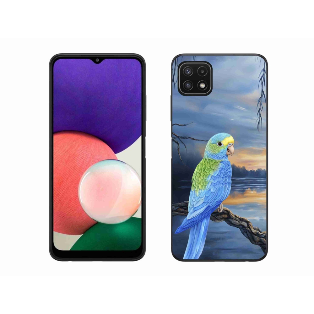 Zselés borítás mmCase Samsung Galaxy A22 5G - kék papagájhoz