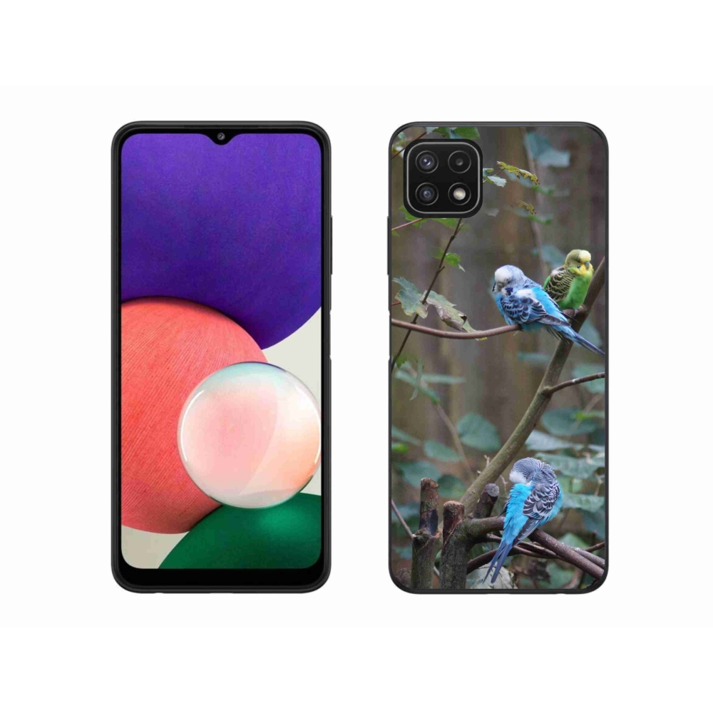 Zselés borító mmCase Samsung Galaxy A22 5G - papagájok az ágon