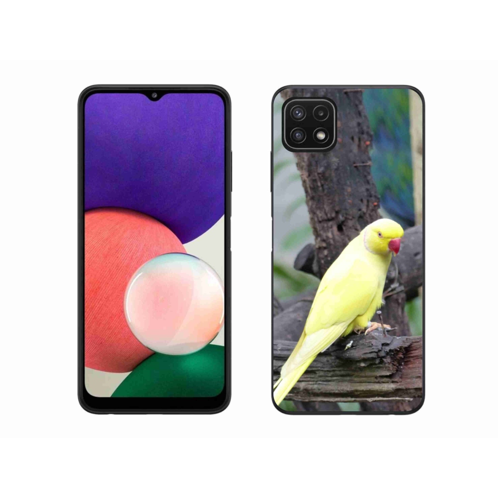 Zselés borítás mmCase Samsung Galaxy A22 5G - papagáj alexander sárga