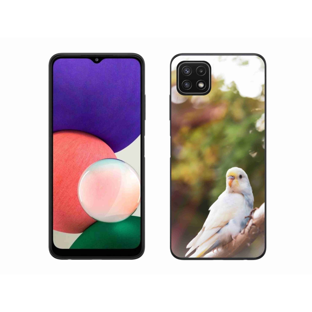 Zselés borítás mmCase Samsung Galaxy A22 5G - papagáj andulka fehér