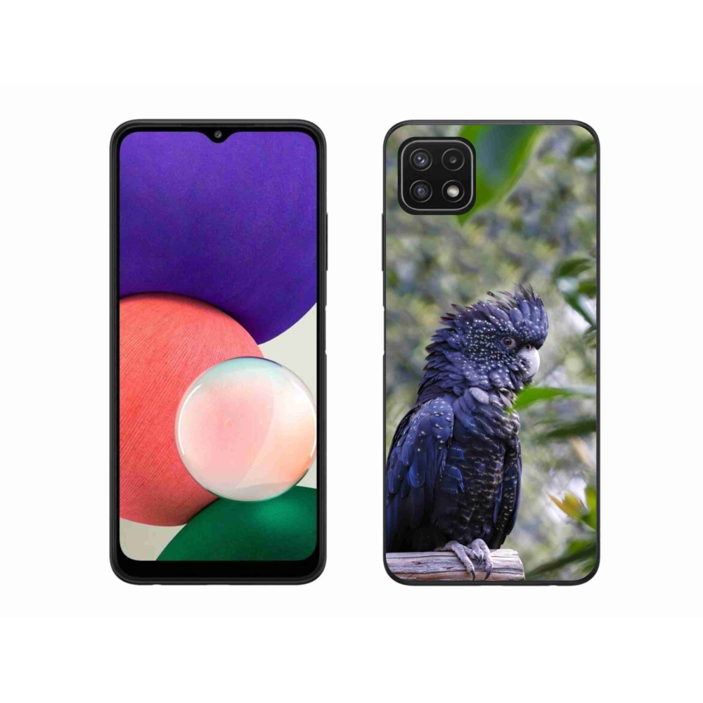 Zselés borítás mmCase Samsung Galaxy A22 5G - papagáj kakadu fekete
