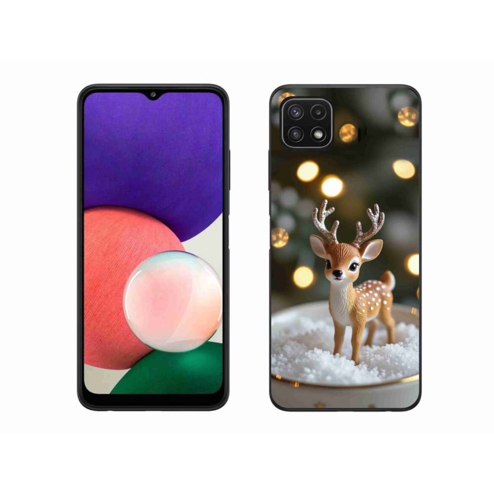 Gél borító mmCase Samsung Galaxy A22 5G - aranyos karácsonyi szarvasok