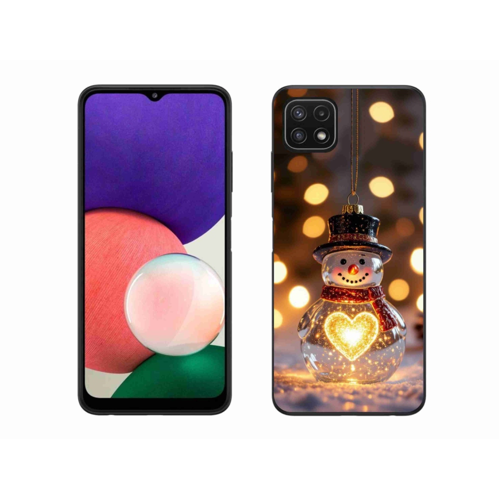 Gél borítás mmCase Samsung Galaxy A22 5G - karácsonyi hóemberhez