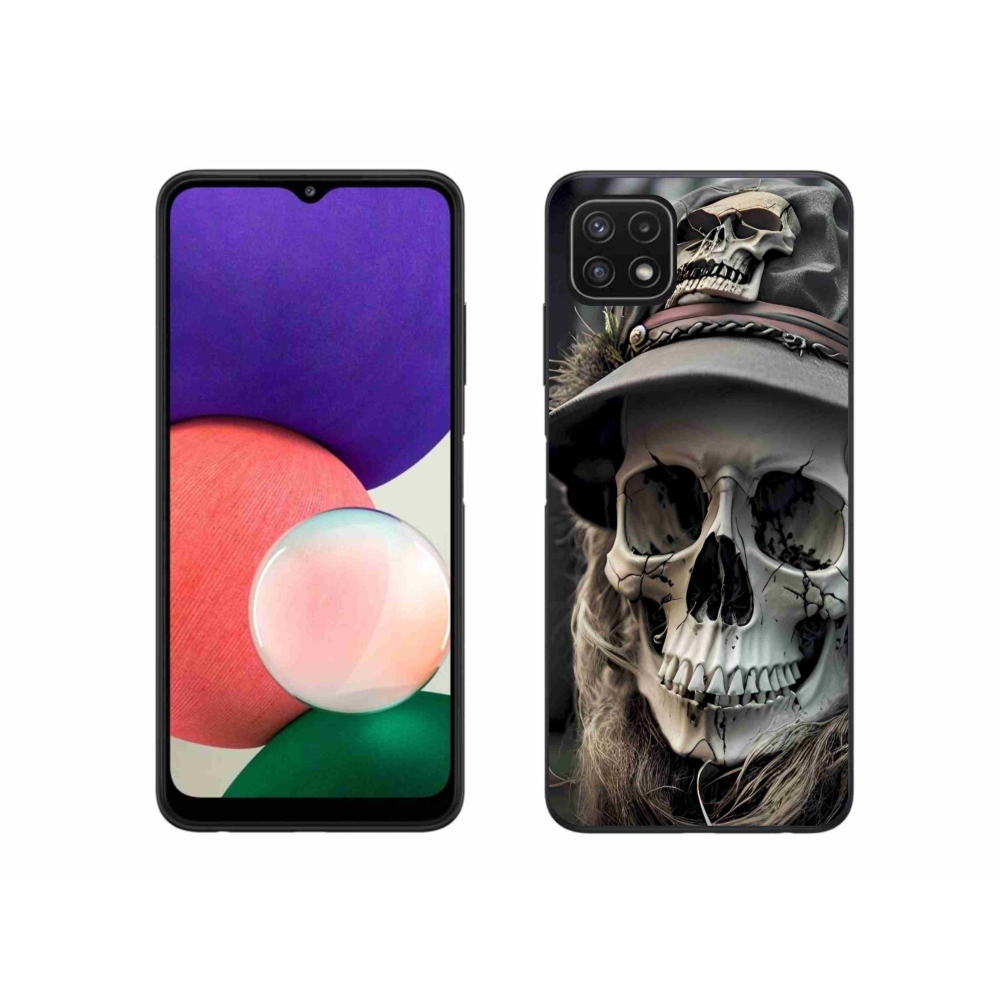 Gél védőhuzat mmCase Samsung Galaxy A22 5G - sötét koponya