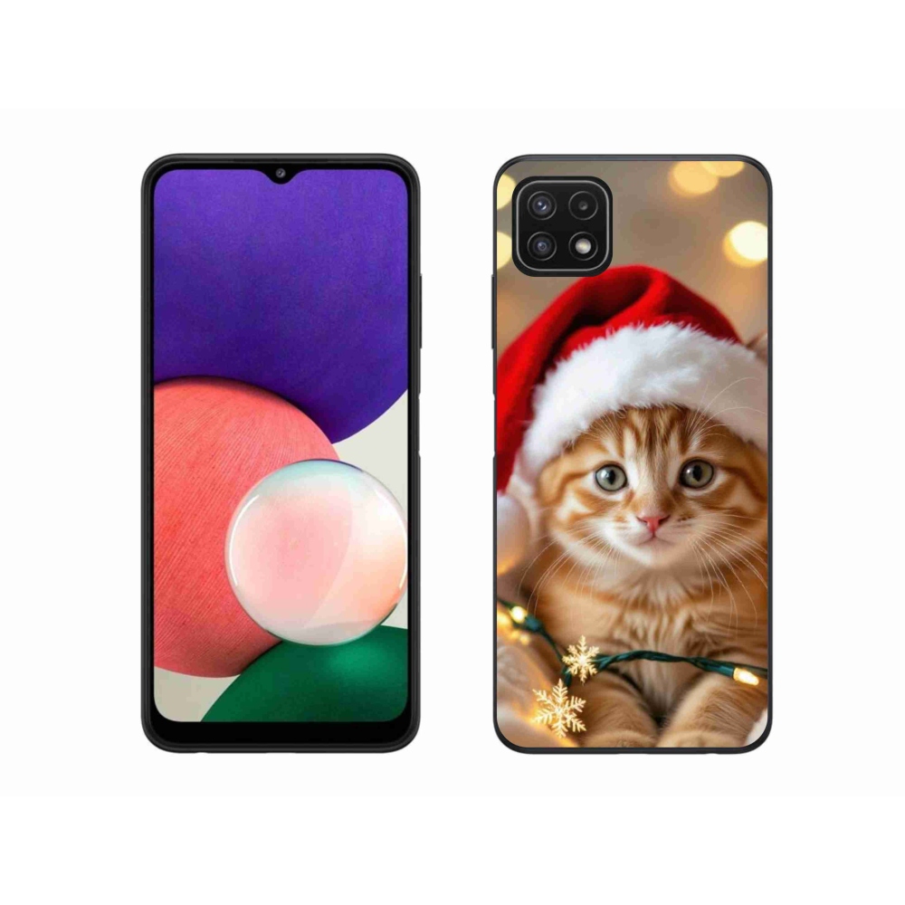 Gél borítás mmCase Samsung Galaxy A22 5G - Karácsonyi cica