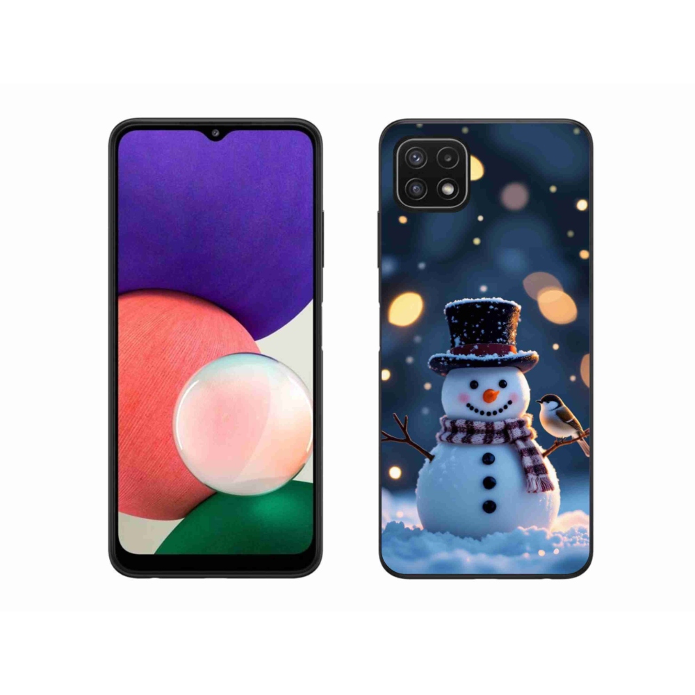 Gél borítás mmCase Samsung Galaxy A22 5G - karácsonyi hóemberhez