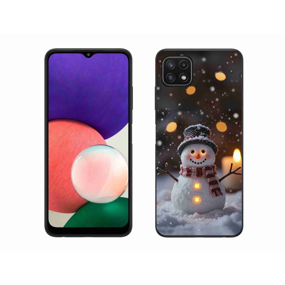 Gél borítás mmCase Samsung Galaxy A22 5G - vidám hóemberhez