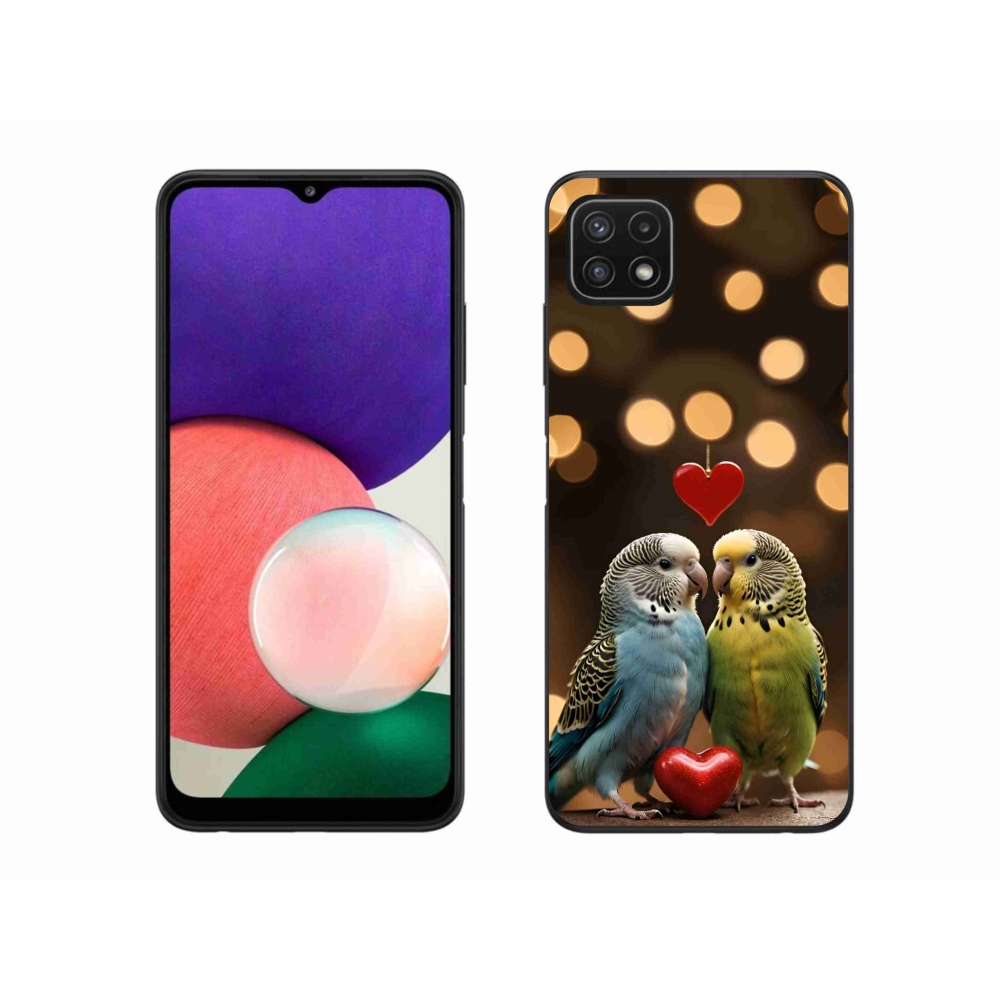 Gél borítás mmCase Samsung Galaxy A22 5G - szerelmes papagájok