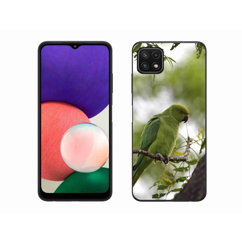 Zselés borítás mmCase Samsung Galaxy A22 5G - zöld papagájhoz