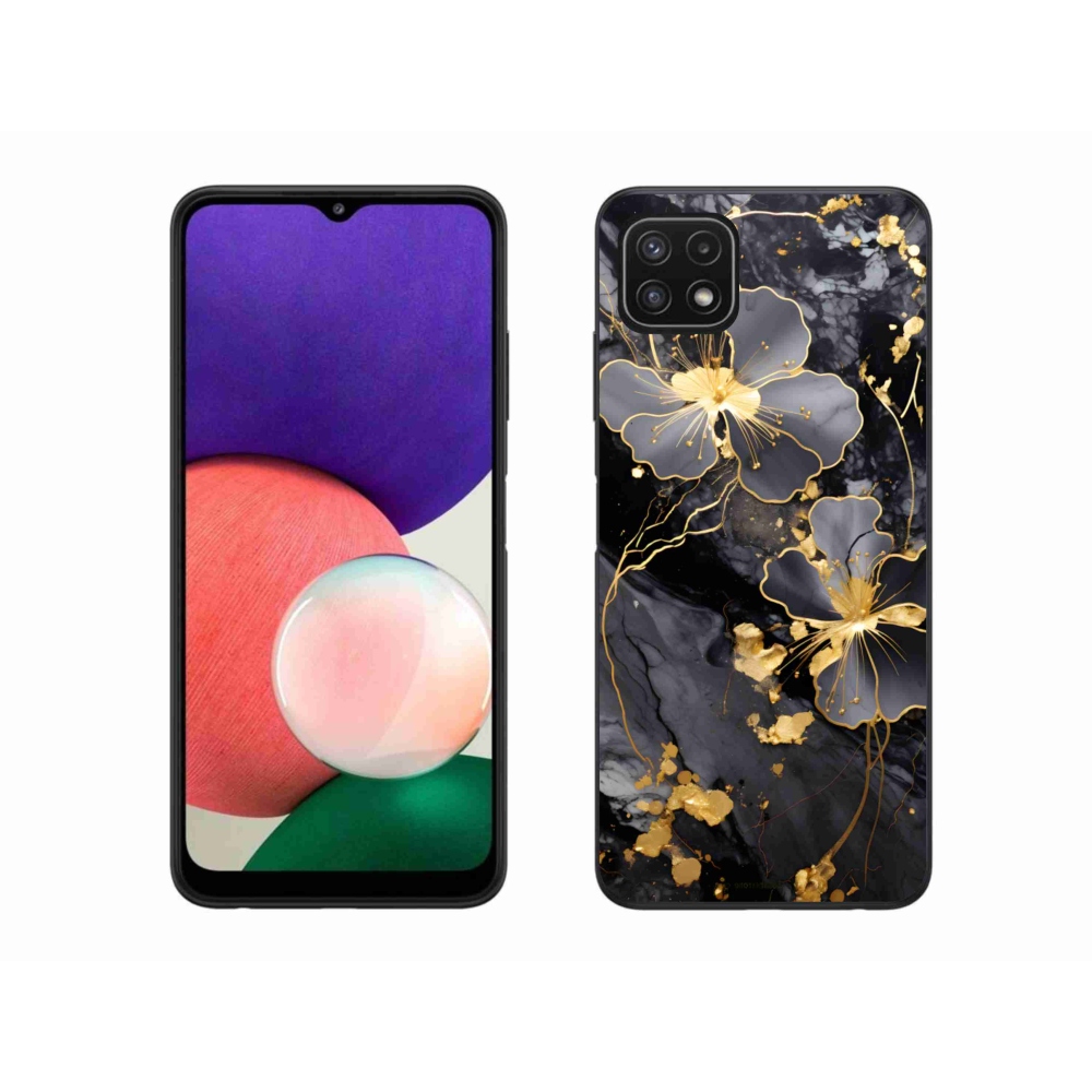 Gél védőhuzat mmCase Samsung Galaxy A22 5G - arany virágok